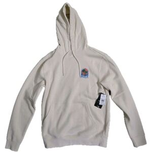 RVCA Puerto Nuevo Hoodie NWT Silver Bleach Cream Men's Small Palm Tree Logo